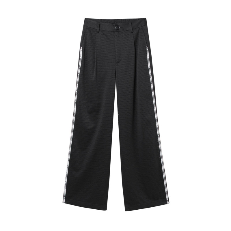 太系列剪标运动风直筒裤女夏季新款韩版百搭长裤垂感时尚显瘦黑色裤子