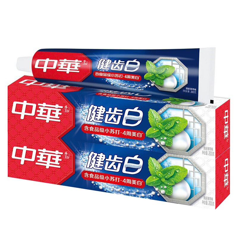 中华健齿白牙膏 小苏打清新薄荷200gx3支(起订量:50)