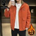 花花公子新款高品质2802M加绒-连帽加绒夹克男大码8XL潮流宽松青少年冬季外套男_824 2XL 橘红色