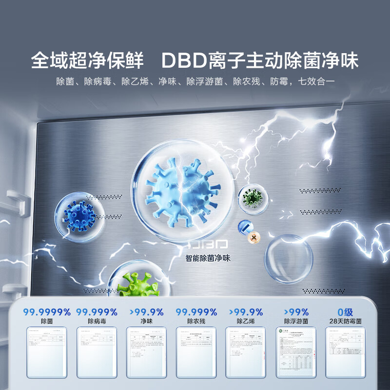 海信小榴莲500冰箱真空保鲜零嵌入式冰箱十字门四开门超薄双系统一级能效 BCD-500V5CZKQD高清大图