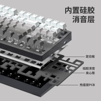 腹灵MK870成品机械键盘客制化套件87键RGB灯光电竞游戏笔记本热插拔 白面单模版+雾蓝侧刻键帽 TTC金粉V2