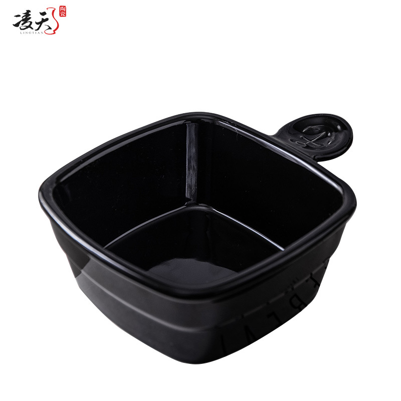 凌天 北欧水手带柄5英寸创意陶瓷方形芝士烘焙焗饭碗网红情侣家用西餐碗