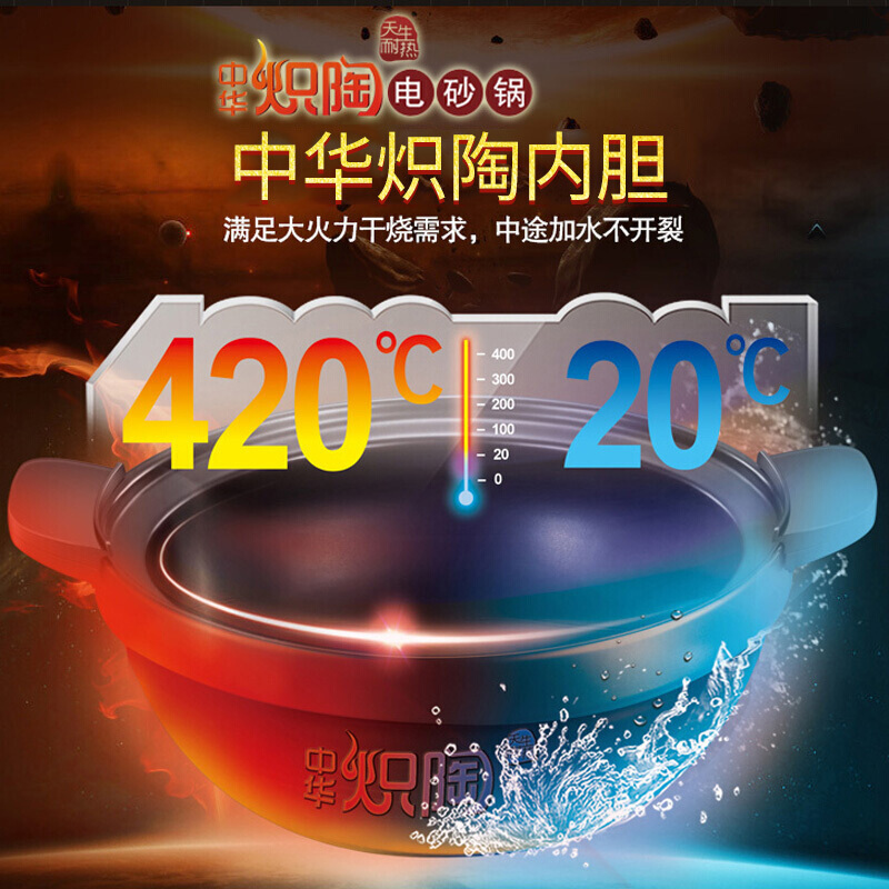 苏泊尔(SUPOR)TG30YK802-40 智能煲汤锅单胆 电炖锅炖盅炖汤煲粥电砂锅中华炽陶 3L容量红陶内胆