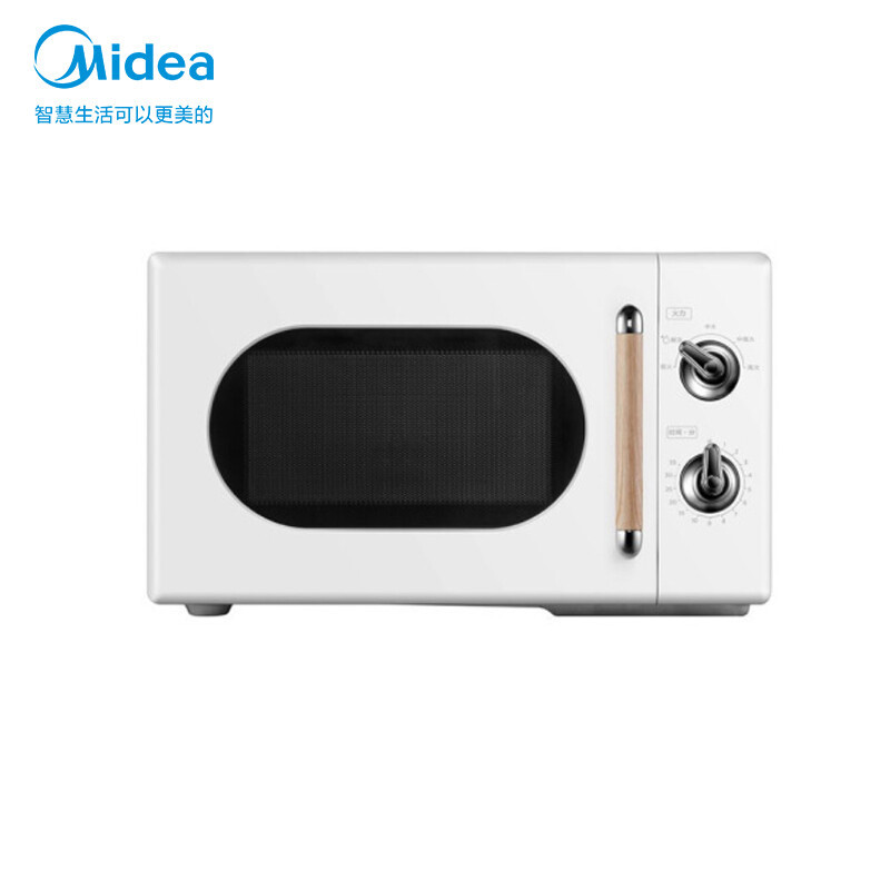 美的(Midea)家用微波炉复古旋钮微波炉360°转盘式加热20升PM2004白色高清大图