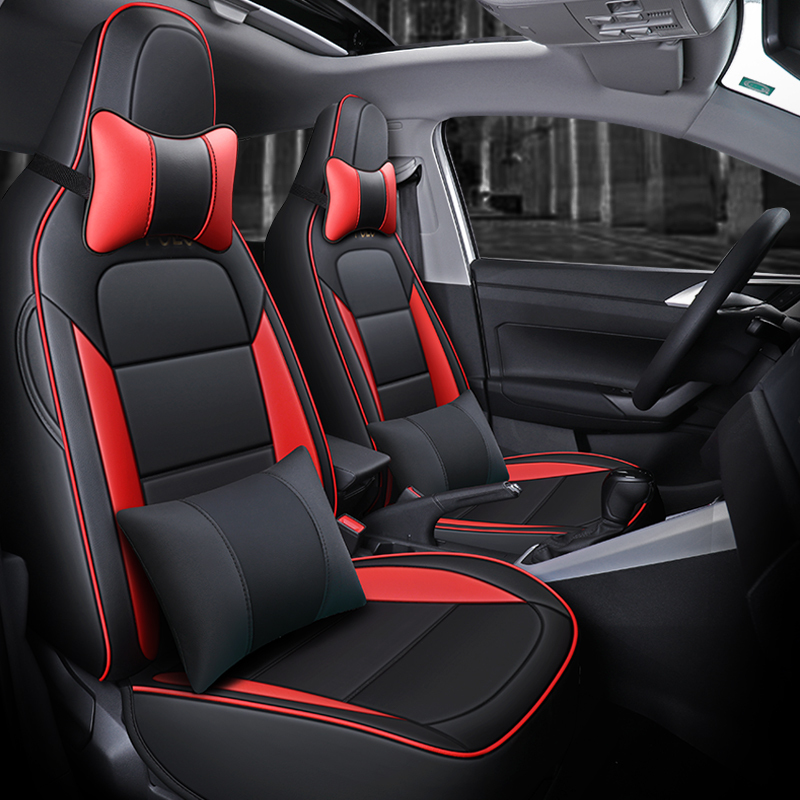 敬平座套专用2019款poloplus汽车坐垫全包围四季通用车座椅套运动红皮
