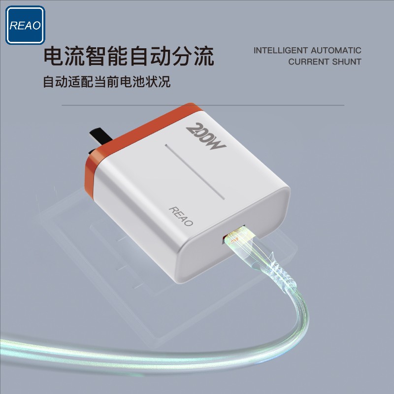 REAO 200W全兼容快充套装X20(A-C) 白色-高清大图