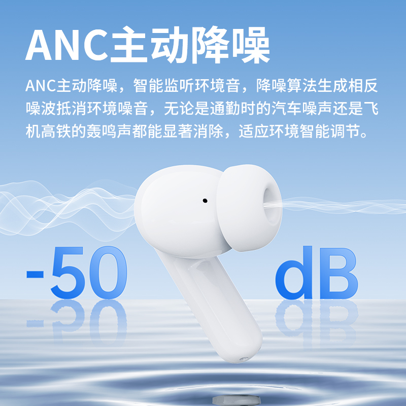 兰士顿无线主动降噪耳机TA08米白色高清大图