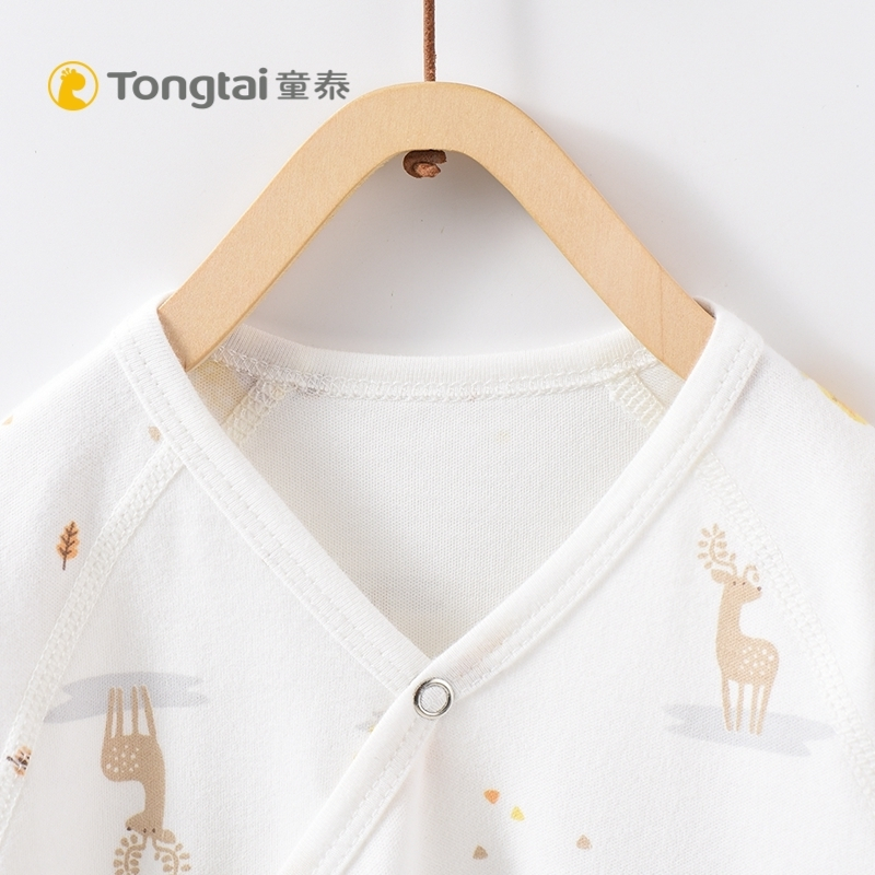 童泰TONGTAI婴儿纯棉蝴蝶哈衣0-3个月初生宝宝侧开系带连体衣爬服