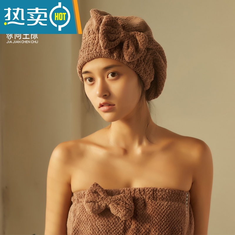 敬平干发帽女吸水速干男女包头巾洗头擦头发毛巾可爱韩国加厚浴帽 浅灰色[菠萝格干发帽]高清大图