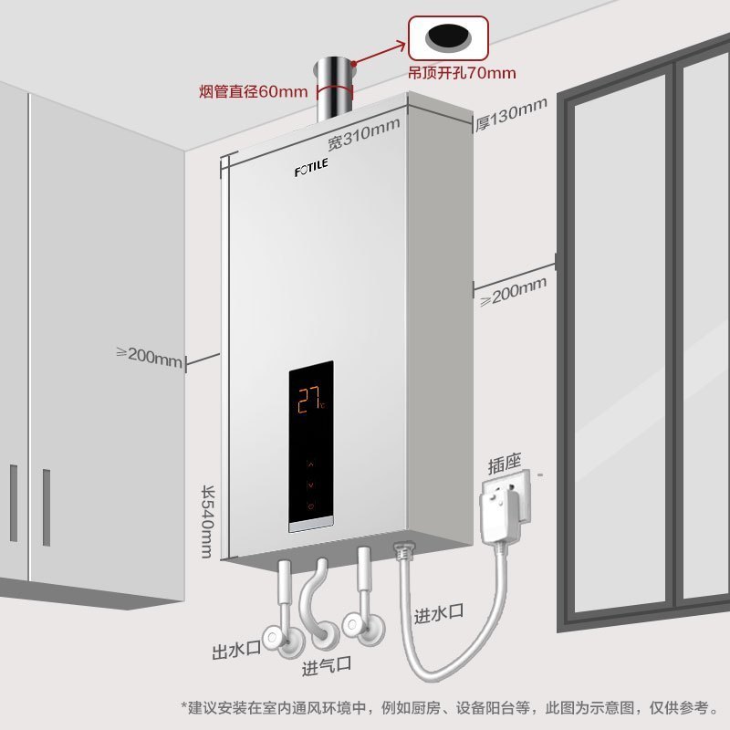 方太(FOTILE) 欧式顶吸式触控式抽油烟机燃灶具热水器三件套18立方 EMD6T+GT6BE+13DES