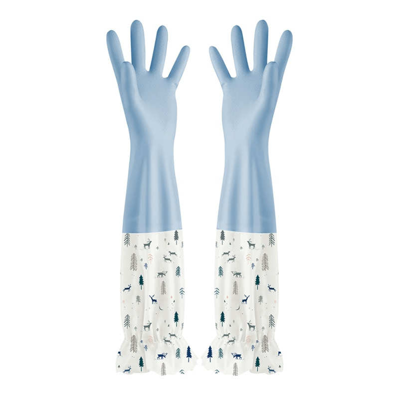 家用厨房橡胶洗碗手套女胶皮乳胶阿斯卡利 洗衣服加绒加厚冬季家务