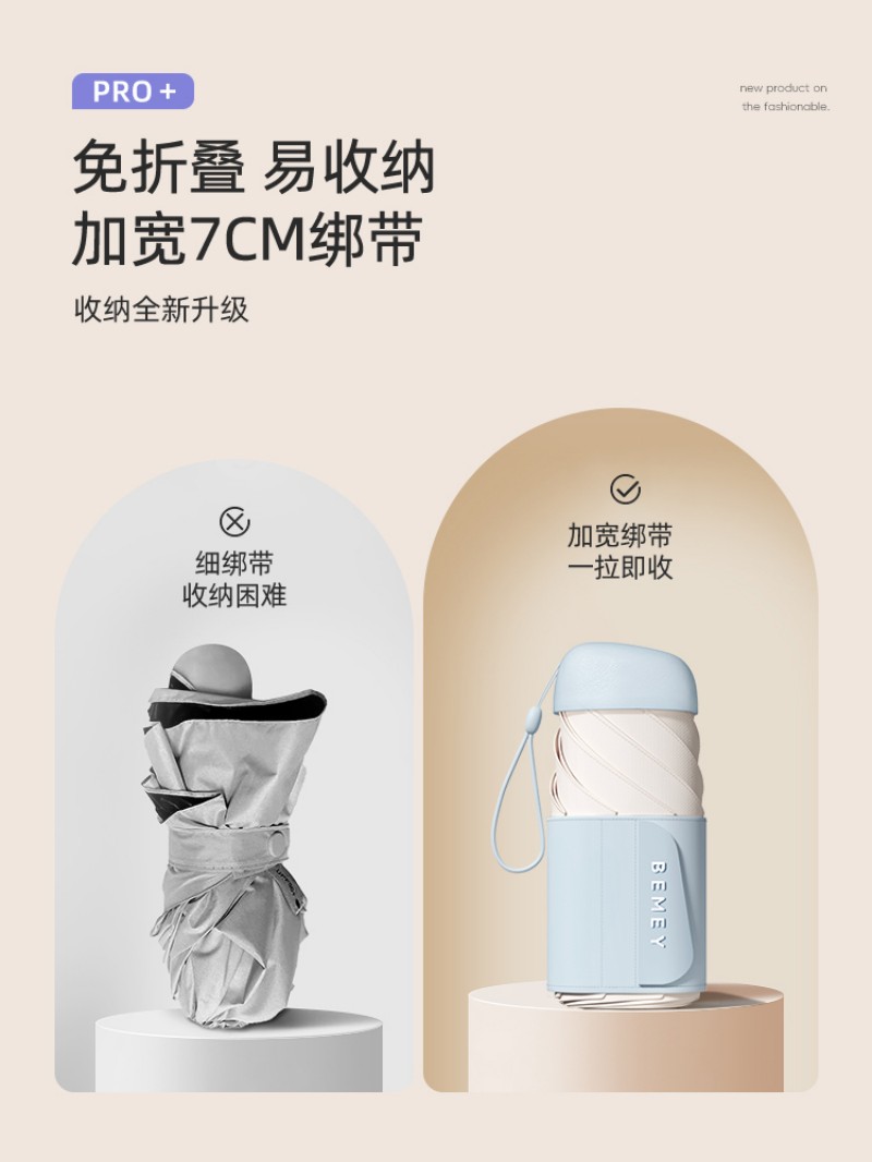 BR 太阳伞防晒防紫外线小巧便携折叠晴雨伞两用女黑胶遮阳伞大雨伞 把高清大图