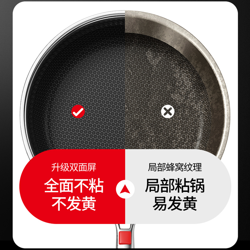 荣事达(Royalstar)316不锈钢平底锅30cm抗菌无涂层双面不粘家用牛排煎锅煎蛋煤气灶电磁炉RA12210211