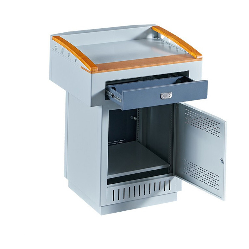 绵冠MIANGUAN钢制多媒体讲台学校教室老师讲课桌幕布投影中控电子讲台 演讲台