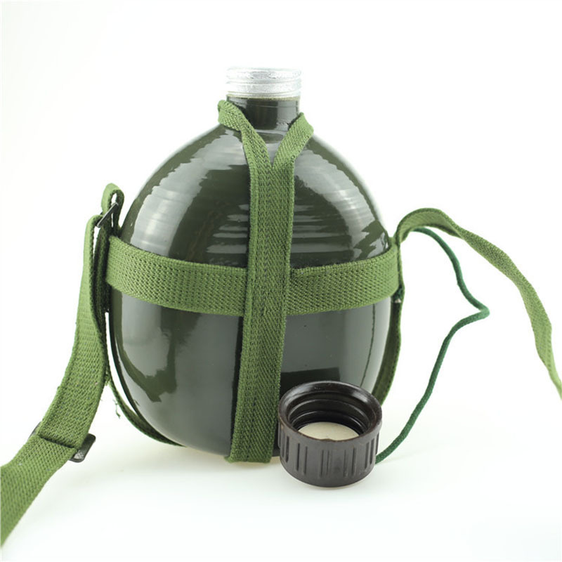 正品老式扁水壶户外军壶铝制登山学生军训大容量军训水壶15l视频