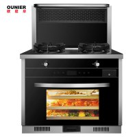 欧尼尔OUNIER LX5-SZ 电热自动清洗集成灶具侧吸一体式分体式翻盖智能厨房一体机下排式油烟机灶具蒸箱款 天然气