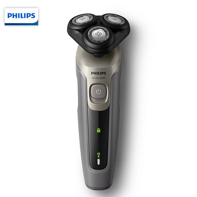 飞利浦(Philips) 男士电动剃须刀黑蜂巢刮胡刀三刀头全身水洗智能刮胡刀[痘痘肌专属] 便携旅行金属灰S5266