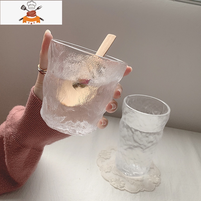 ins日式雨雾冰川玻璃水晶杯水果杯牛奶杯早餐杯燕麦杯啤酒杯简约 敬平玻璃杯高清大图