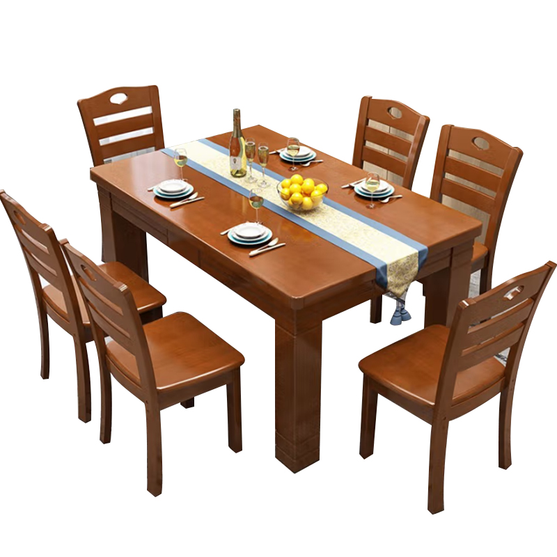 合祥源 餐桌椅组合配六椅 1350*800*750mm QX-CZ10 单位:套高清大图