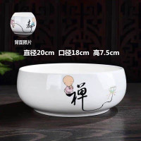 无孔铜钱草花盆陶瓷大号一叶莲碗莲特价清仓水培植物紫砂口径阳台 白瓷-禅静8