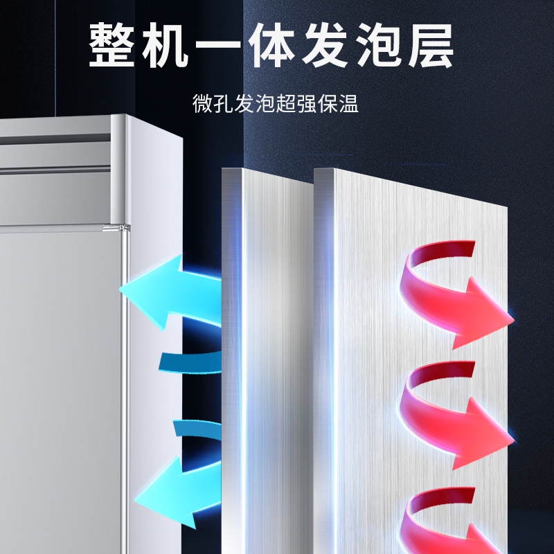 松氏 风冷大双门冷冻 立式冰箱冰柜商用保鲜冷冻四六门冰箱厨房奶茶店设备方管款高清大图