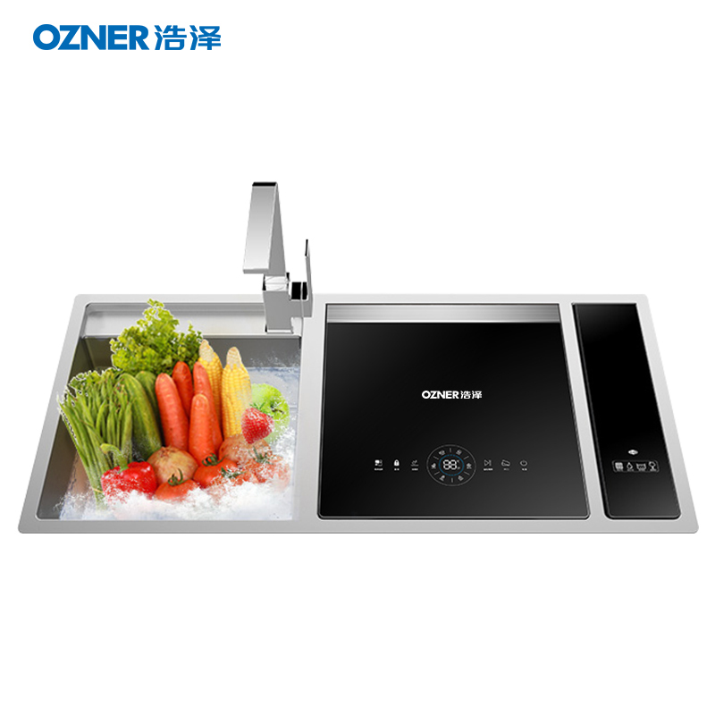 浩泽(ozner) 水槽洗碗机 8口之家大容量 双层碗篮 双重烘干 高温杀菌 智能水槽式家用自动洗碗器 净水洗碗器 S4