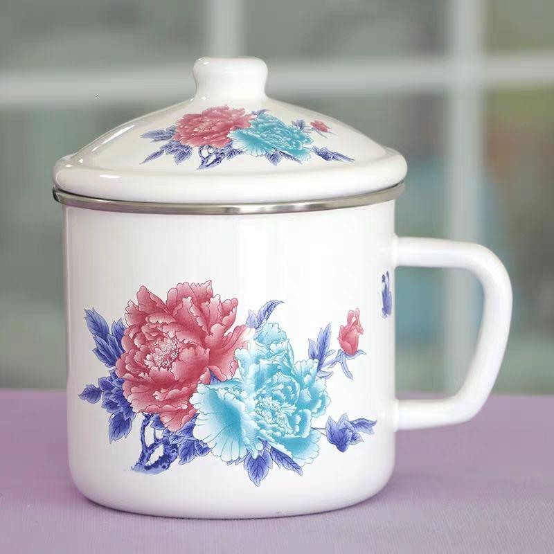 苏宁放心购加厚916大号搪瓷杯经典可加热电磁炉带盖凉水泡面茶杯饭缸