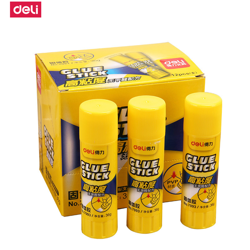 得力deli7093高粘度办公学生用品pvp强力固体胶快干耐用胶棒36g支12支