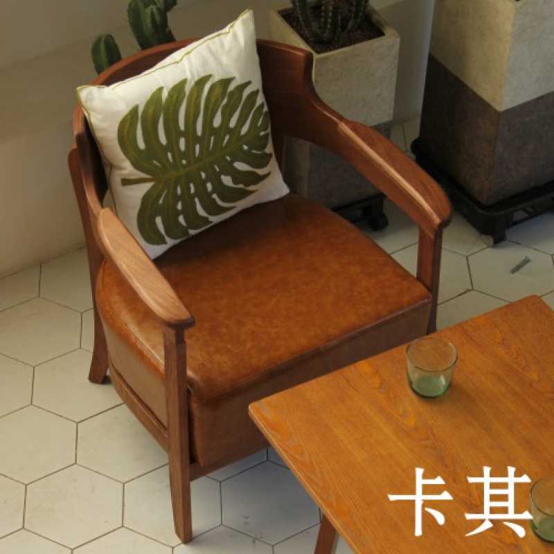 甜品奶茶店桌椅组合简约休闲休息区蛋糕店咖啡西餐厅洽谈卡座沙发 卡其色官方标配