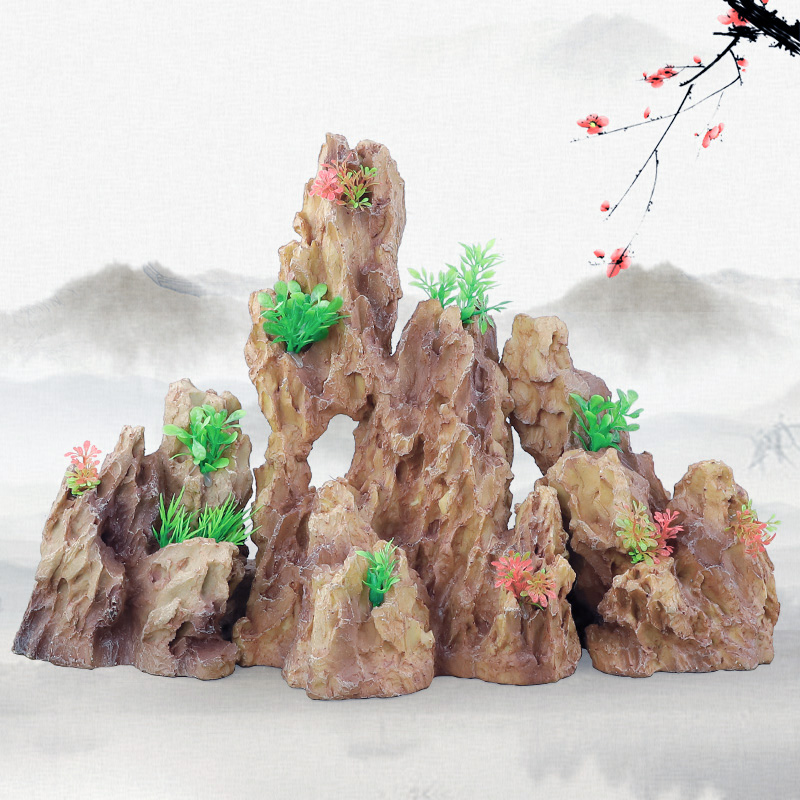 生态鱼缸造景套餐假山摆件装饰品小型创意水大型缸大号松皮石高清大图