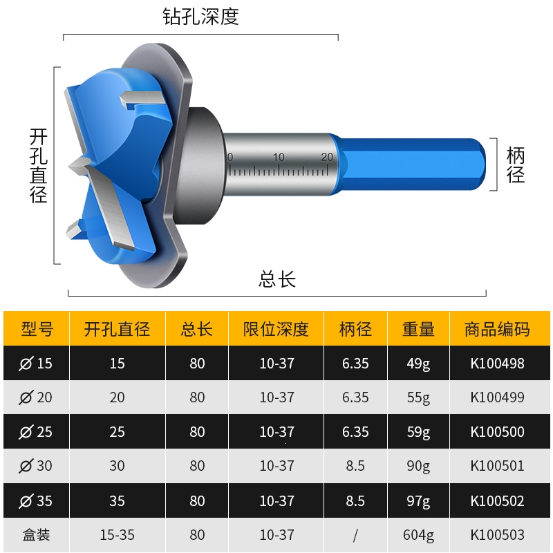 可调节定位35mm铰链专用木工合金开孔器古达橱柜合页电脑桌打孔钻头