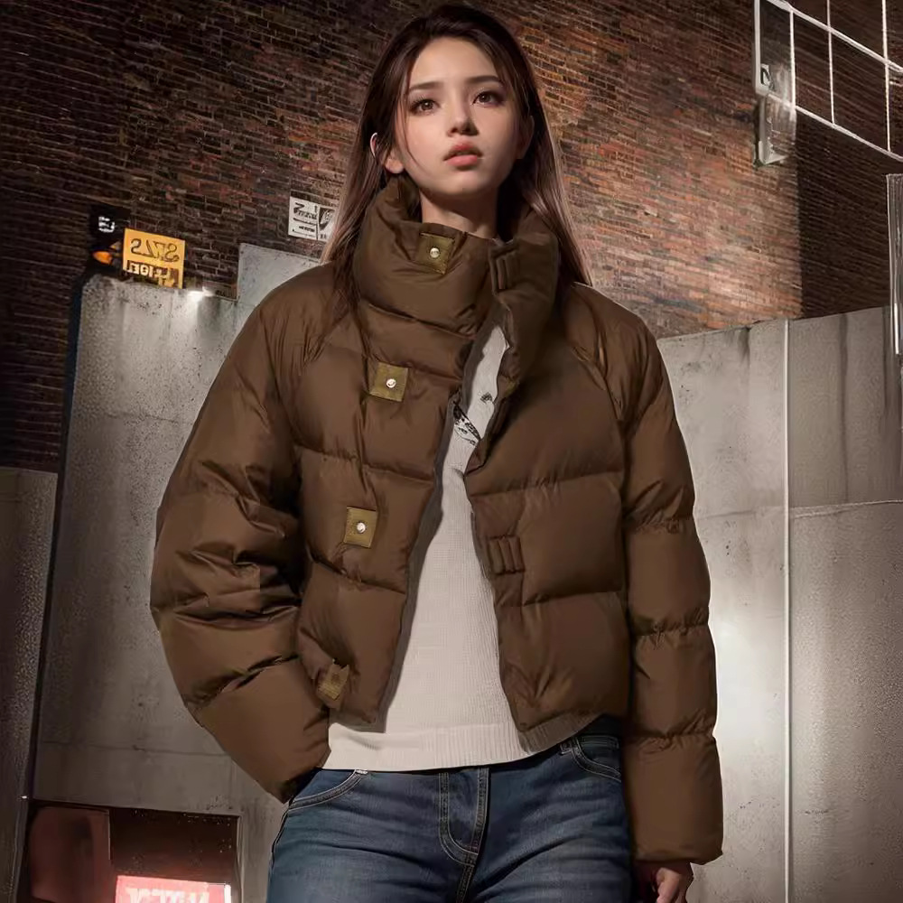2025新款冬装女款咖色棉服外套小个子短款韩版加厚面包服棉衣棉服高清大图