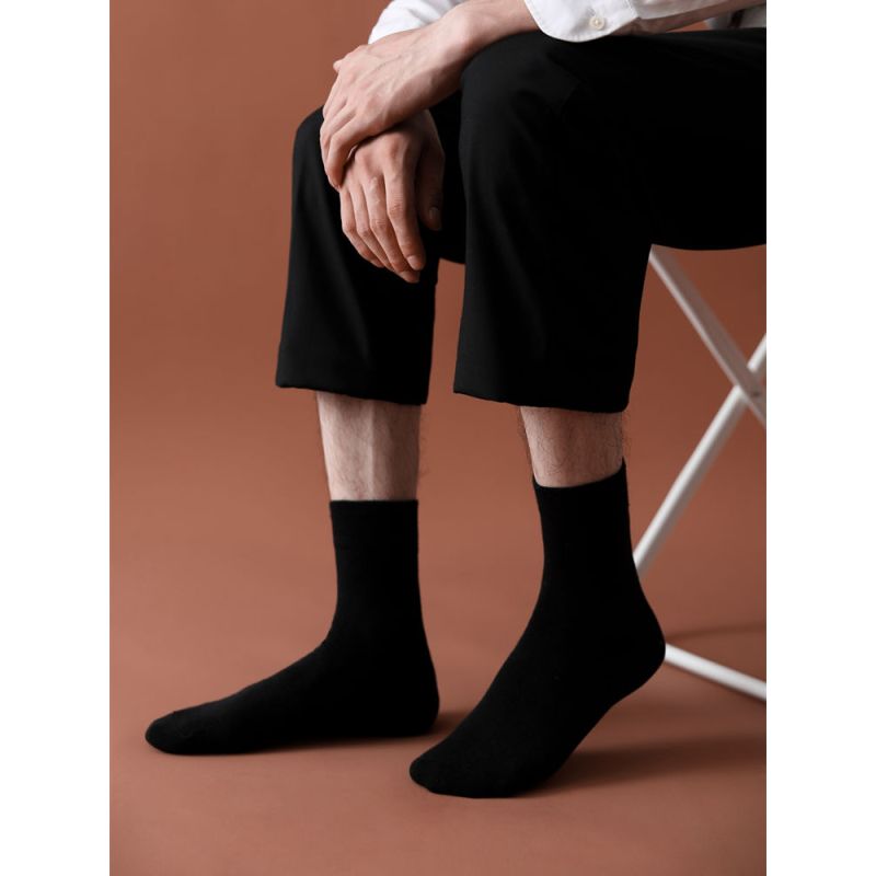 盛世尼曼男士正装商务中筒袜子男西装皮鞋长袜黑色灰棉西裤长筒袜袜子