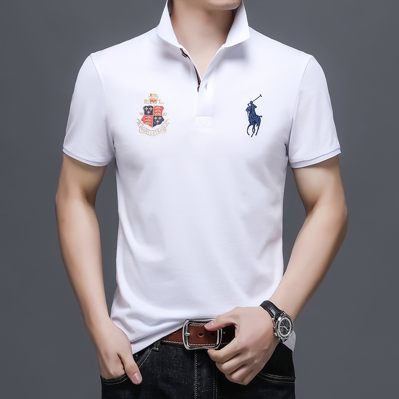 传奇保罗男士夏季新款上衣时尚休闲商务刺绣马标短袖polo衫