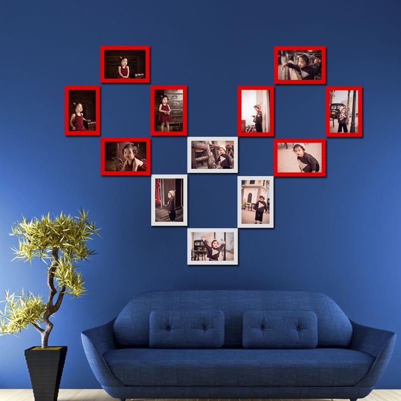 心形照片墙装饰简约相框墙客厅创意爱心背景墙相册框相片挂墙组合全