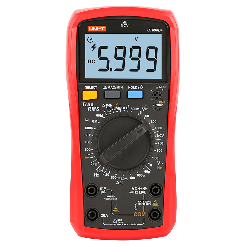 优利德(UNI-T)UT890D+ 新型高精度真有效值数字万用表手动量程多功能数显万用表电表万能表 3 5/6 位