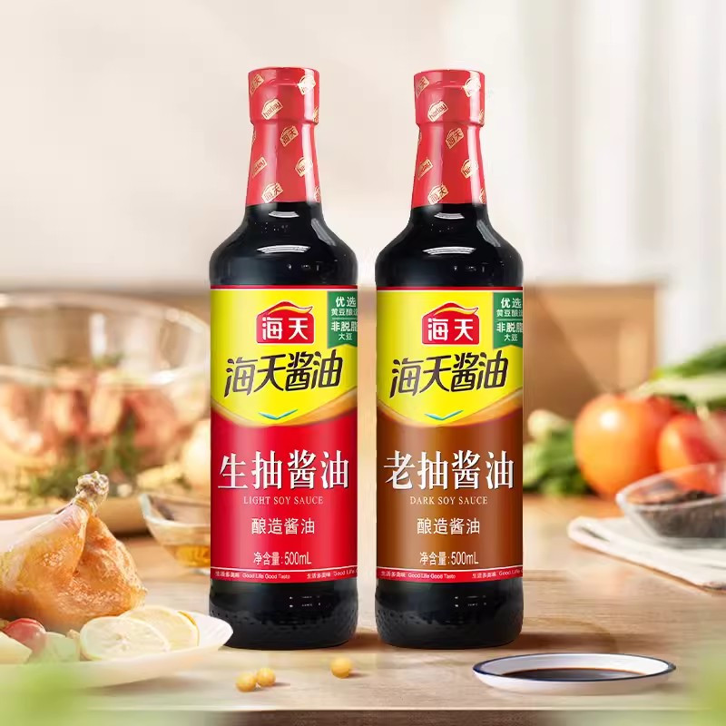海天生抽酱油500ml/瓶(pet瓶) 老抽酱油500ml瓶(pet瓶)
