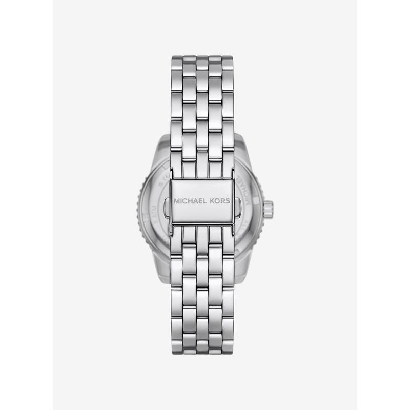 Michael Kors女士迷你镶钻经典雕花银色商务时尚腕表高清大图