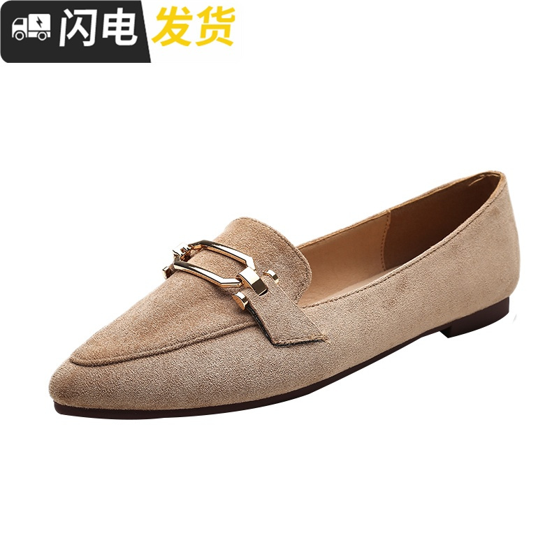 2022新款女鞋春款欧洲站晚晚鞋百搭平底尖头仙女单鞋软底豆豆鞋启如休闲鞋