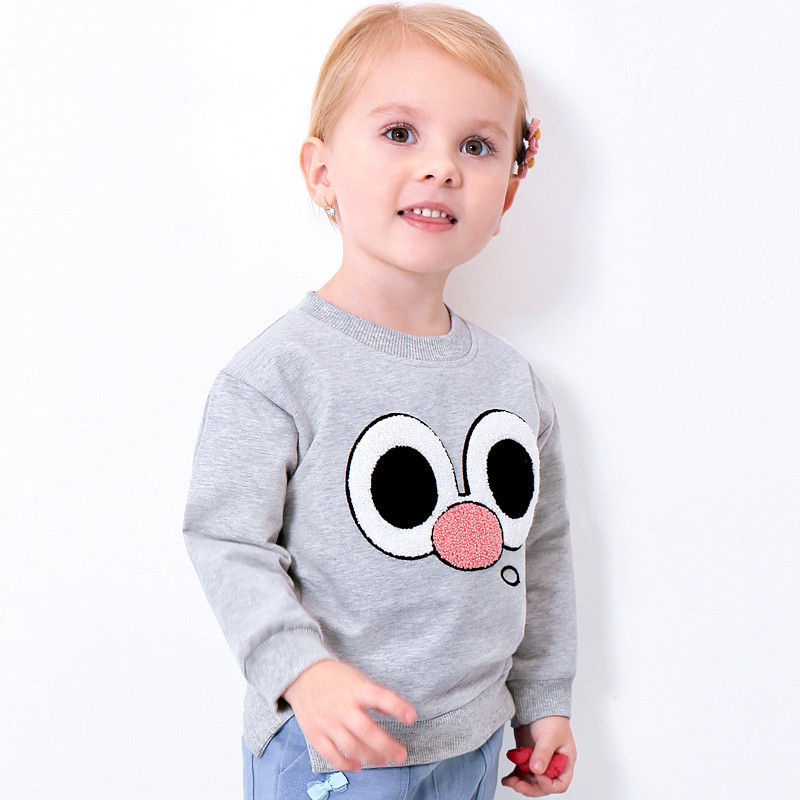 男女童春季新品T恤长袖圆领套头可爱男女宝宝外出服1-5岁80-120cm