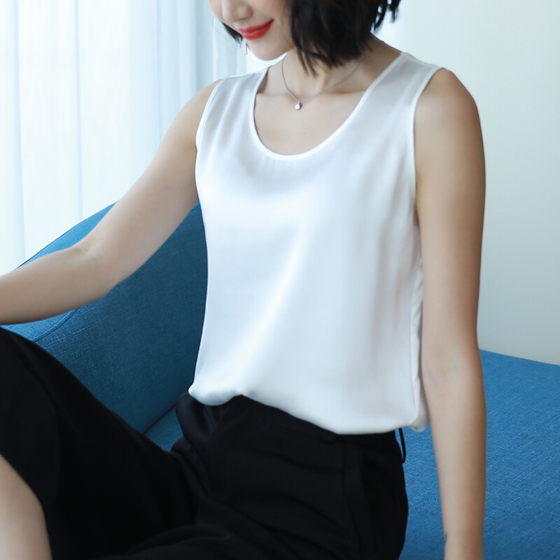 背心女 夏季宽松打底无袖短款带衫百搭外穿 白色 S