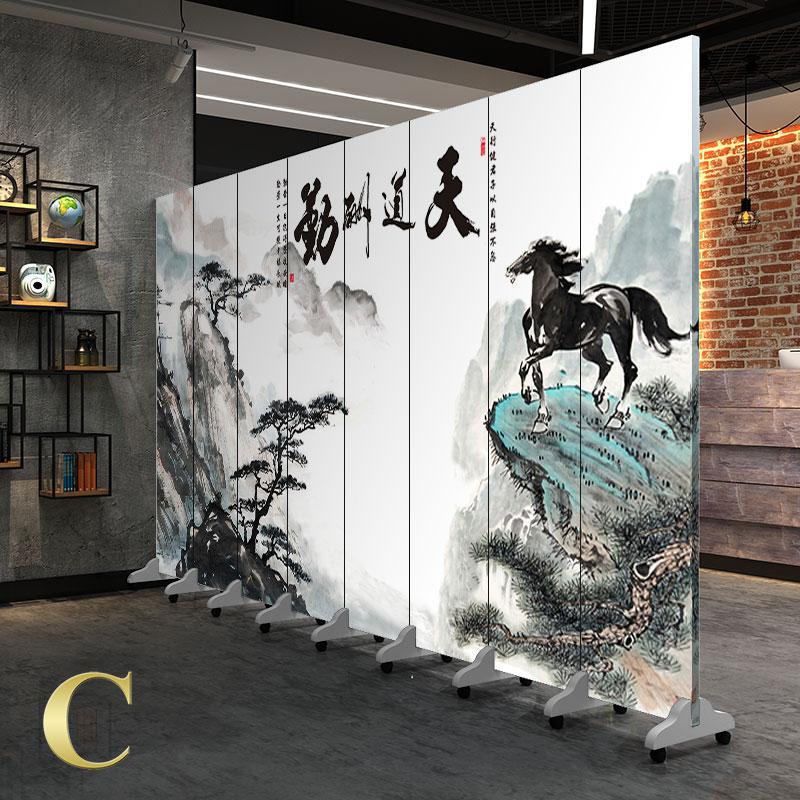 中式实木屏风隔断时尚客厅卧室简约玄关办公室书房移动折屏 10扇(高2米宽4米)高清大图