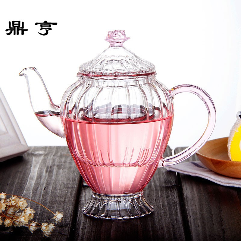 鼎亨花茶壶耐高温玻璃过滤家用花茶具小号透明泡茶壶水果茶红茶