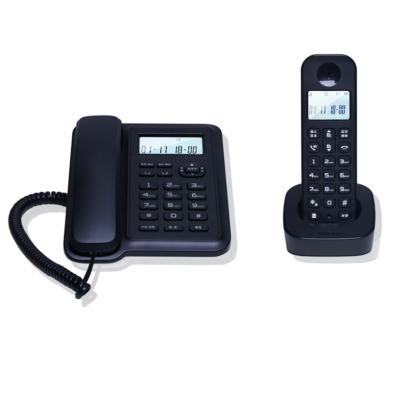 飞利浦(Philips)DCTG167一拖一数字无绳电话机办公家用无线固定座机电话子母机商用免提通话功能黑色)高清大图