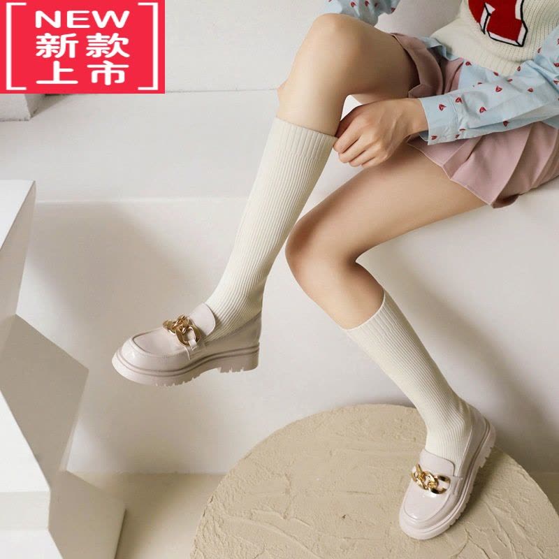 可莉允女童靴子袜子鞋2022秋冬新款加绒长筒靴中大童公主马丁靴儿童长靴图片