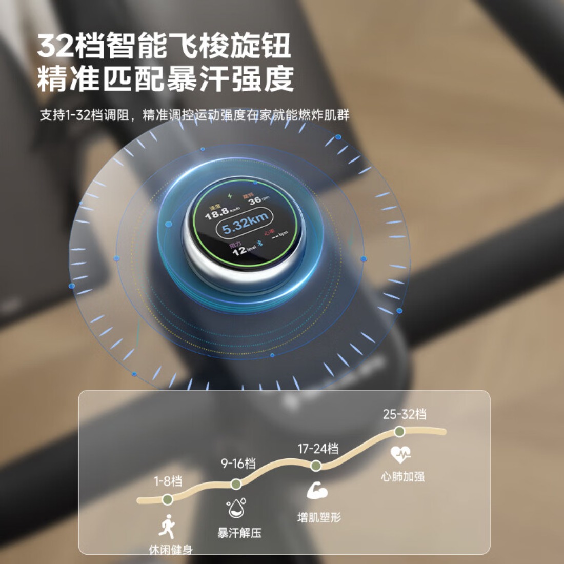 舒华(SHUA)自发电动感单车家用室内健身自行车运动单车健身器健身器材B386G 插电款丨飞梭丨智能调阻高清大图
