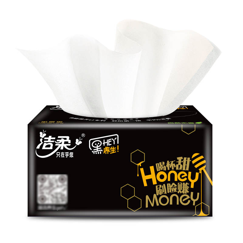 洁柔 抽纸 黑Face系列 三层130抽*3包 中规格 无香面巾纸 餐巾纸 擦手纸 新老包装交替发货高清大图