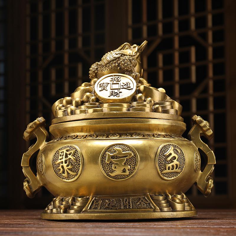 家柏饰(CORATED)铜金蟾摆件三足金蝉蟾蜍客厅家居财位存钱罐高清大图