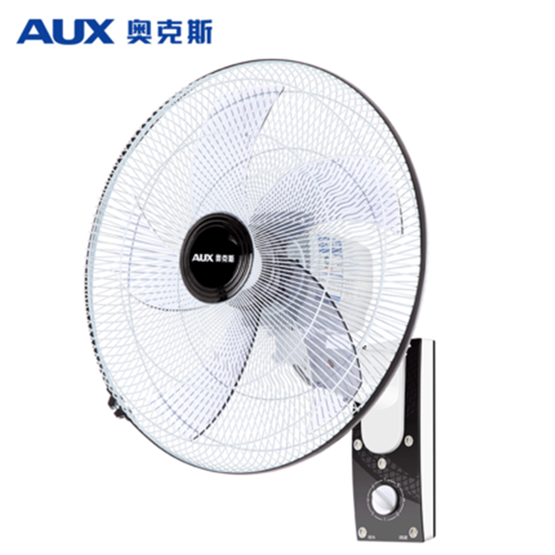 奥克斯家用壁扇挂壁式摇头电风扇宿舍壁挂扇工业风扇 18寸五叶机械款