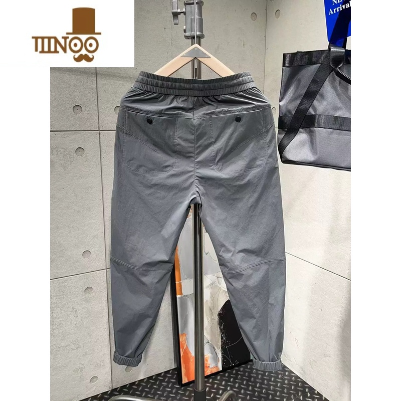 YANXU潮牌男士薄款速干裤时尚休闲裤子夏款九分束脚运动裤百搭小脚裤男高清大图